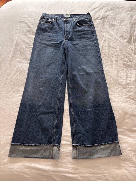 Agolde Dame High Rise Wide Leg Jeans in Control - Size 29, Dark Wash - Picture 3 of 5